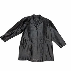 Vintage PELLE Textured Black Leather Snake Skin Jacket New York Milano Women’s M